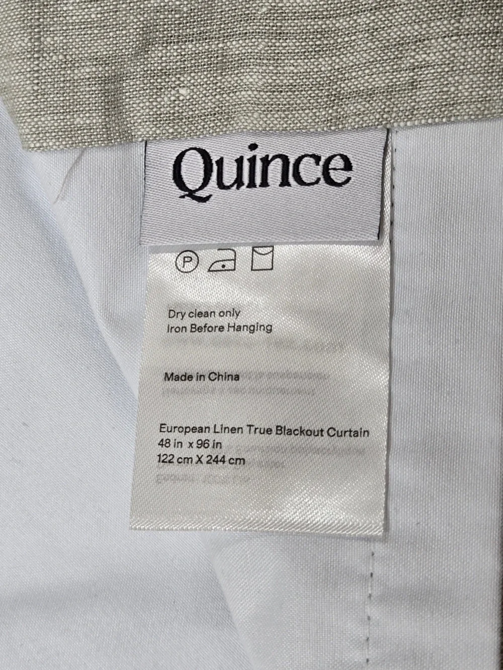 NWOT QUINCE 48x96 European Linen True Blackout Curtain Sage 8987